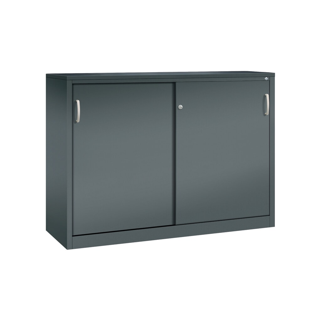 Armoire à portes coulissantes pour charges lourdes C+P, H x l x P 1 200 x 1 600 x 500 mm, gris anthracite, gris anthracite Illustration du produit: Armoire à portes coulissantes pour charges lourdes C+P, H x l x P 1 200 x 1 600 x 500 mm, gris anthracite, gris anthracite