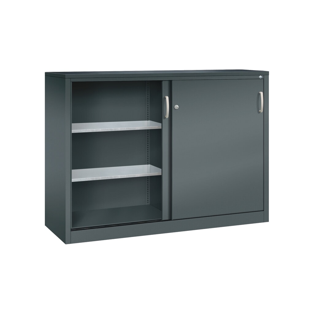 N° de l'image du produit 3 : Armoire à portes coulissantes pour charges lourdes C+P, H x l x P 1 200 x 1 600 x 500 mm, gris anthracite, gris anthracite