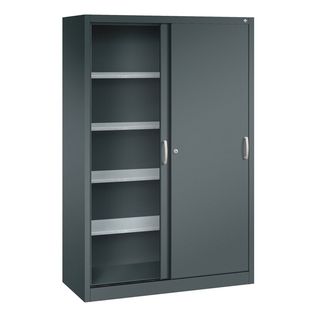 Armoire à portes coulissantes pour charges lourdes C+P, H x l x P 1 950 x 1 200 x 500 mm, gris anthracite, gris anthracite N° de l'image du produit 3 : Armoire à portes coulissantes pour charges lourdes C+P, H x l x P 1 950 x 1 200 x 500 mm, gris anthracite, gris anthracite