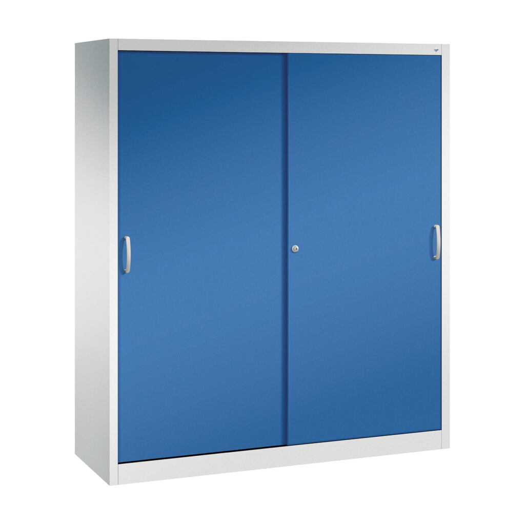 Armoire à portes coulissantes pour charges lourdes C+P, H x l x P 1 950 x 1 600 x 500 mm, gris clair, bleu gentiane Illustration du produit: Armoire à portes coulissantes pour charges lourdes C+P, H x l x P 1 950 x 1 600 x 500 mm, gris clair, bleu gentiane