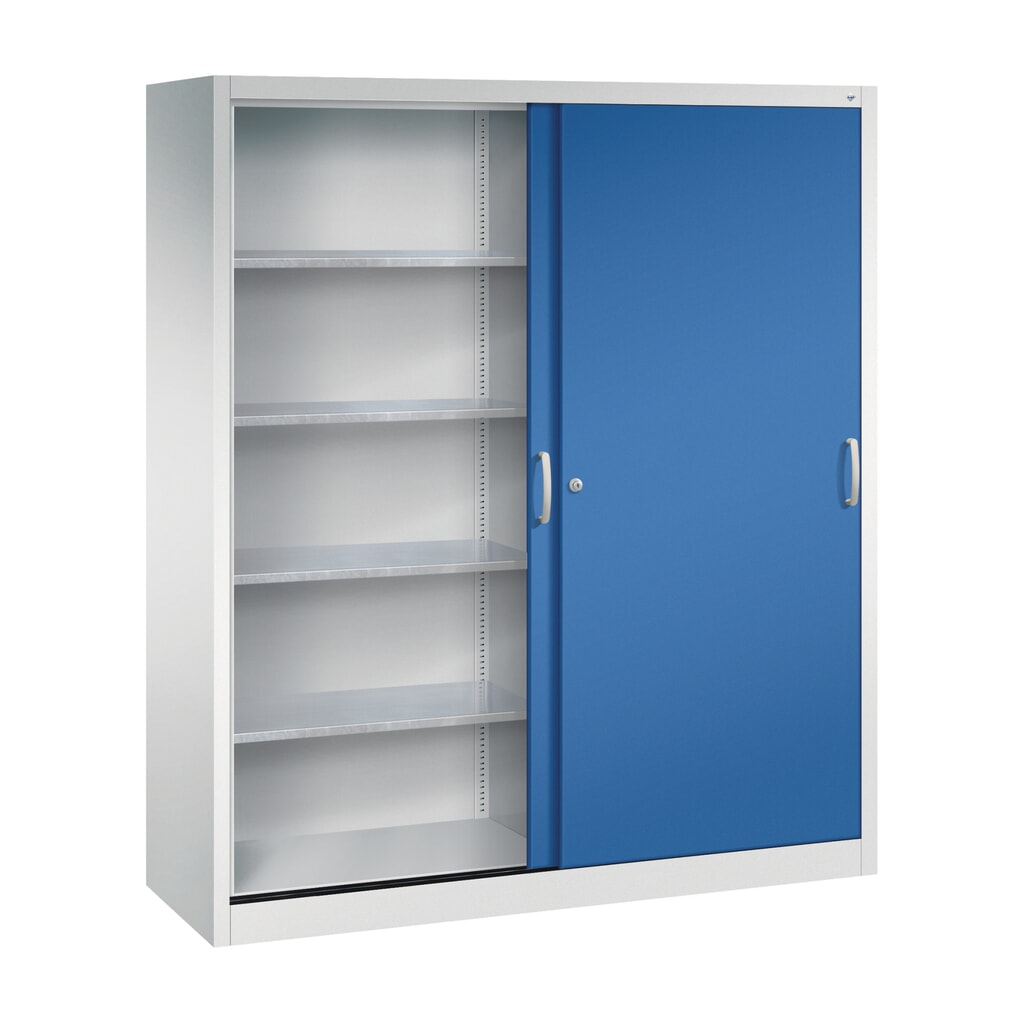 Armoire à portes coulissantes pour charges lourdes C+P, H x l x P 1 950 x 1 600 x 500 mm, gris clair, bleu gentiane N° de l'image du produit 3 : Armoire à portes coulissantes pour charges lourdes C+P, H x l x P 1 950 x 1 600 x 500 mm, gris clair, bleu gentiane