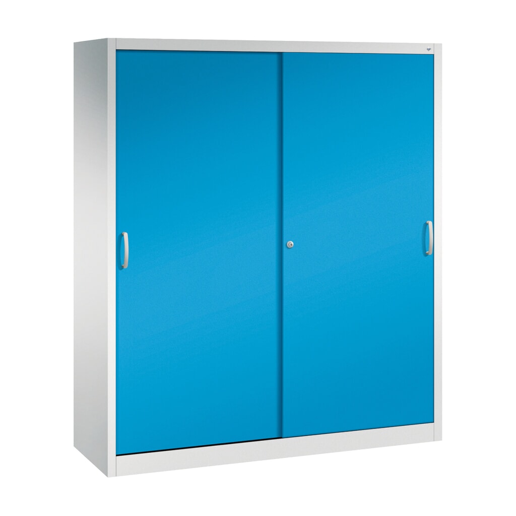 Illustration du produit: Armoire à portes coulissantes pour charges lourdes C+P, H x l x P 1 950 x 1 600 x 500 mm, gris clair, bleu clair