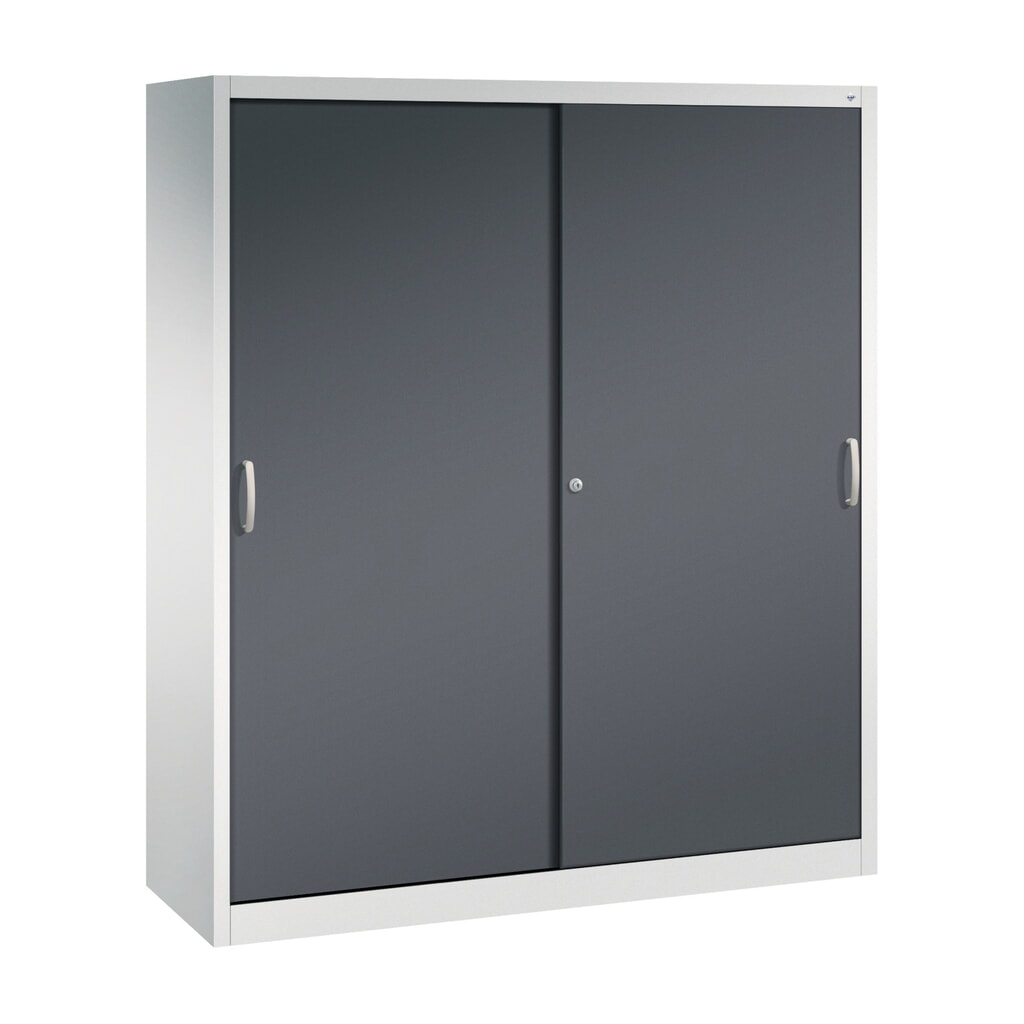 Armoire à portes coulissantes pour charges lourdes C+P, H x l x P 1 950 x 1 600 x 500 mm, gris clair, gris noir Illustration du produit: Armoire à portes coulissantes pour charges lourdes C+P, H x l x P 1 950 x 1 600 x 500 mm, gris clair, gris noir