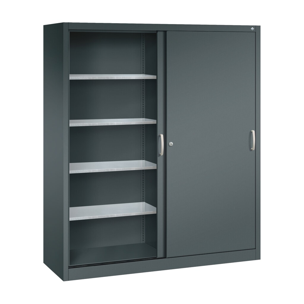 Armoire à portes coulissantes pour charges lourdes C+P, H x l x P 1 950 x 1 600 x 500 mm, gris anthracite, gris anthracite N° de l'image du produit 3 : Armoire à portes coulissantes pour charges lourdes C+P, H x l x P 1 950 x 1 600 x 500 mm, gris anthracite, gris anthracite
