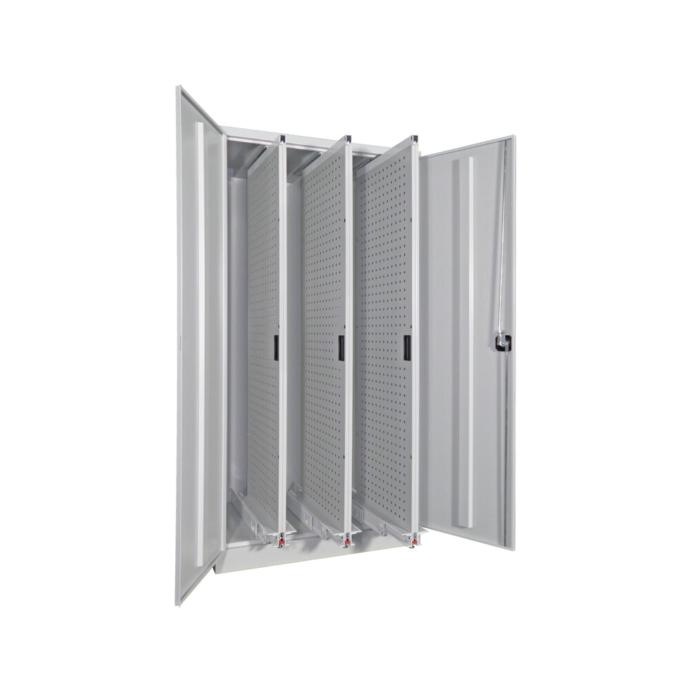 Illustration du produit: Armoire à tiroir vertical PAVOY avec panneaux perforés, 3 tiroirs, HxlxP 1 950 x 1 000 x 600 mm, gris clair, bleu clair