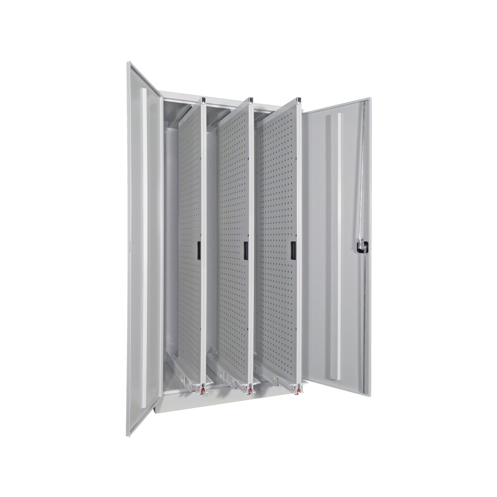 Illustration du produit: Armoire à tiroir vertical PAVOY avec panneaux perforés, 3 tiroirs, HxlxP 1 950 x 1 000 x 600 mm, gris clair, bleu clair
