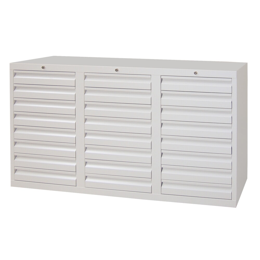 N° de l'image du produit 3 : Armoire à tiroirs légère PAVOY, guidage à galets, tiroirs 18 x 100 mm + 3 x 200 mm, largeur 1 500 mm, gris clair, gris clair