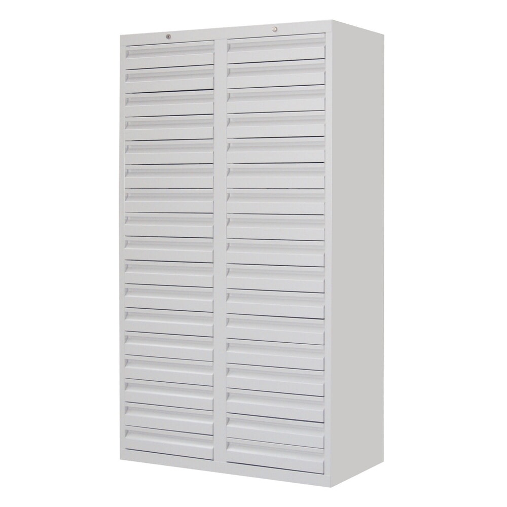 N° de l'image du produit 2 : Armoire à tiroirs légère PAVOY, guidage à galets, tiroirs 30 x 100 mm + 2 x 200 mm, largeur 1 000 mm, bleu gentiane, gris clair