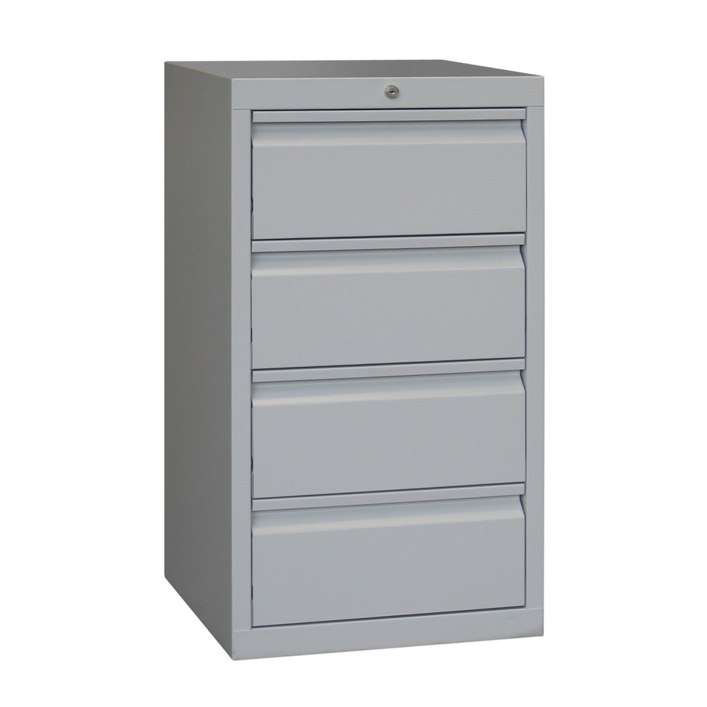 N° de l'image du produit 3 : Armoire à tiroirs légère PAVOY, guidage à coulissement, tiroirs 4 x 200 mm, largeur 500 mm, bleu clair, gris clair