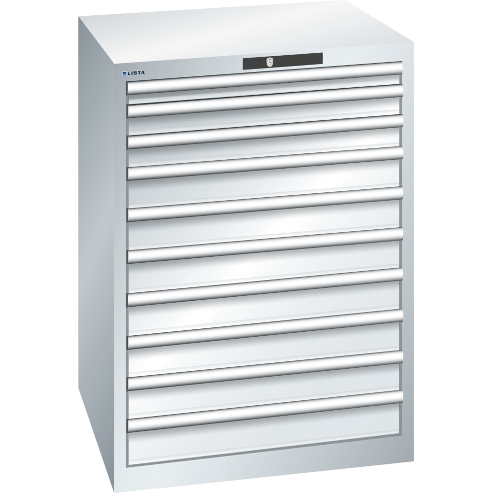 Illustration du produit: Armoire à tiroirs LISTA 36x36E, (lxPxH) 717x725x1 000 mm, 10 tiroirs, 1 x 50 / 2 x 75 / 7 x 100, gris clair, KEY Lock