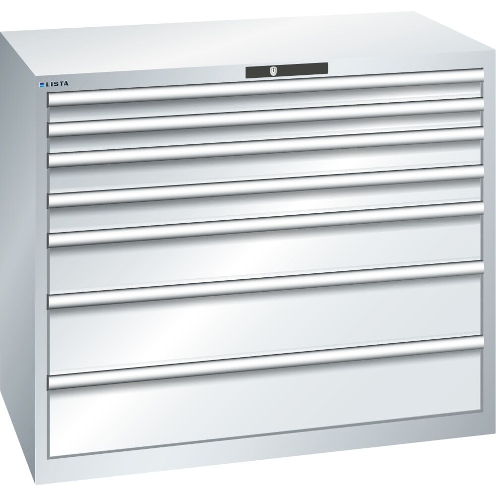 Illustration du produit: Armoire à tiroirs LISTA 64x36E, (lxPxH) 1 193x725x1 000 mm, 7 tiroirs capacité de charge 200 kg, gris clair, RFID Lock