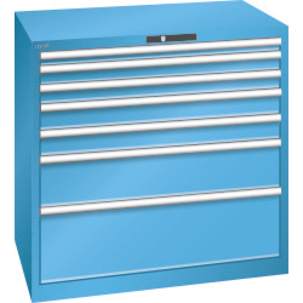 N° de l'image du produit 1 : Armoire à tiroirs LISTA, tiroirs 1x50 + 2x75 + 2x100 + 1x200 + 1x300 mm, capacité de charge 200 kg, bleu clair