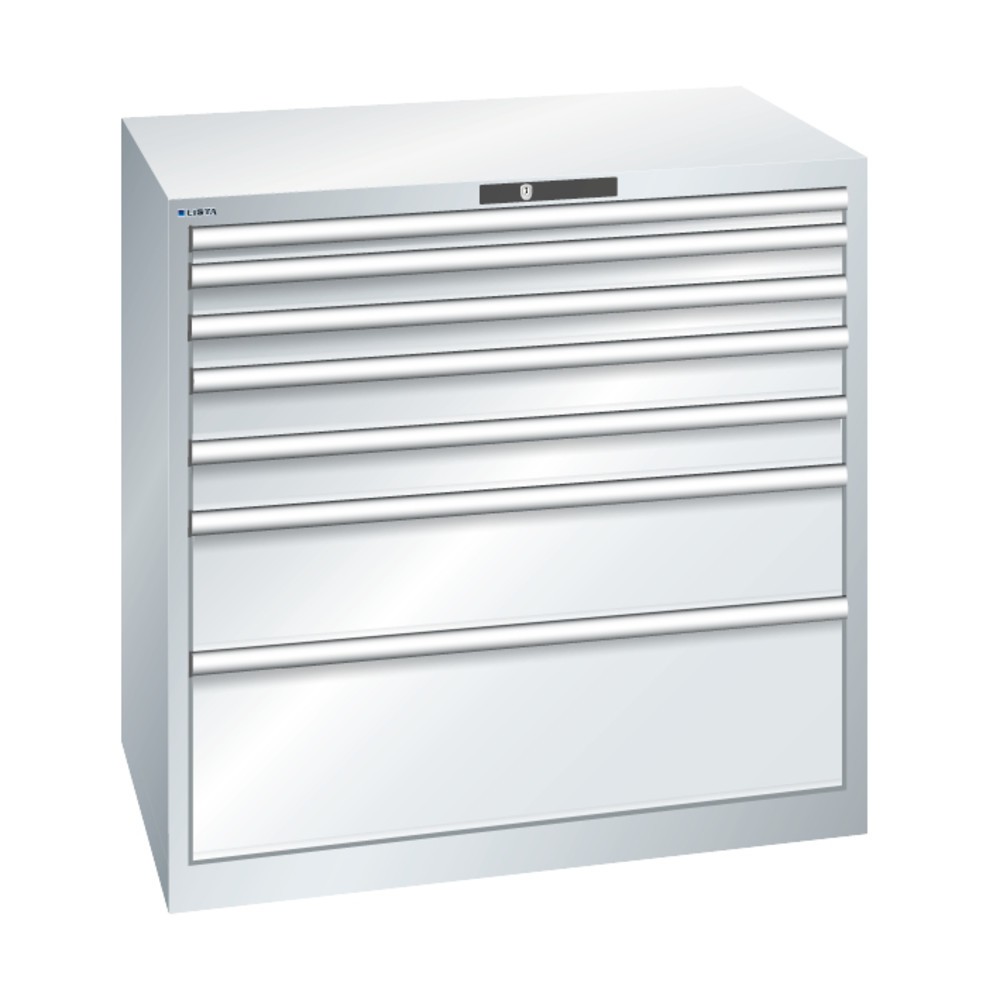 N° de l'image du produit 3 : Armoire à tiroirs LISTA, tiroirs 1x50 + 2x75 + 2x100 + 1x200 + 1x300 mm, capacité de charge 200 kg, bleu clair