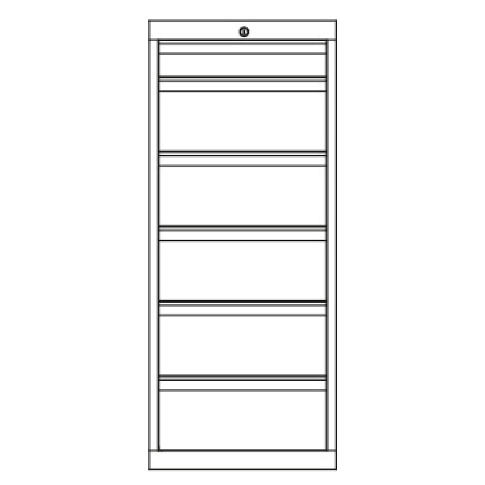 N° de l'image du produit 3 : Armoire à tiroirs PAVOY, hauteur 1 200 mm, tiroirs 1 x 100 mm + 5 x 200 mm, largeur 500 mm, gris clair, bleu clair