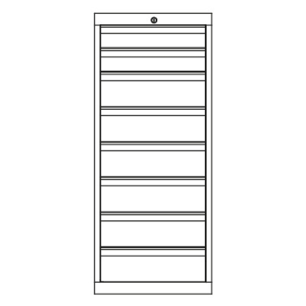 N° de l'image du produit 3 : Armoire à tiroirs PAVOY, hauteur 1 200 mm, tiroirs 2 x 100 mm + 6 x 150 mm, largeur 500 mm, gris clair, bleu clair