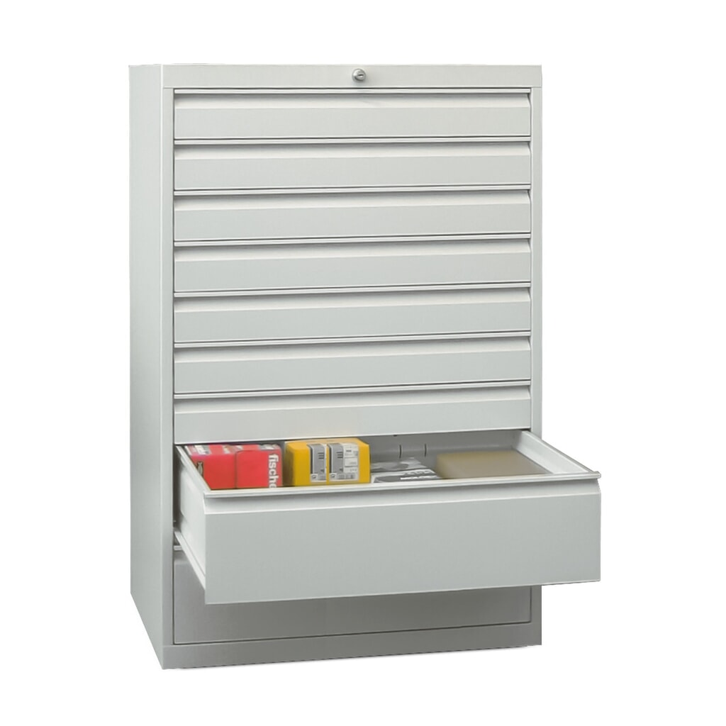 Illustration du produit: Armoire à tiroirs PAVOY, hauteur 1 200 mm, tiroirs 1 x 100 mm + 5 x 200 mm, largeur 1 023 mm, gris clair, gris clair
