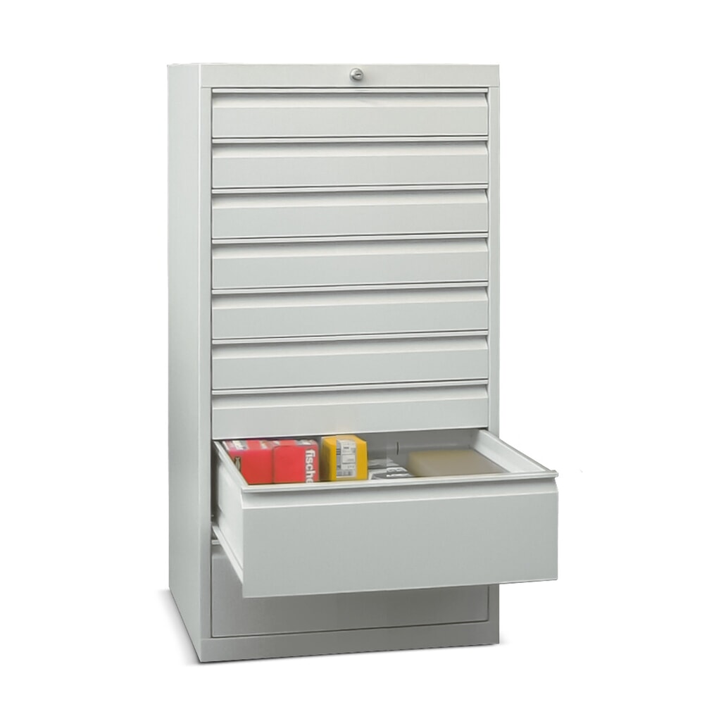 Armoire à tiroirs PAVOY, hauteur 1 200 mm, tiroirs 2 x 75 mm + 4 x 100 + 1 x 150 mm + 2 x 200 mm, largeur 500 mm, gris clair, bleu clair Illustration du produit: Armoire à tiroirs PAVOY, hauteur 1 200 mm, tiroirs 2 x 75 mm + 4 x 100 + 1 x 150 mm + 2 x 200 mm, largeur 500 mm, gris clair, bleu clair