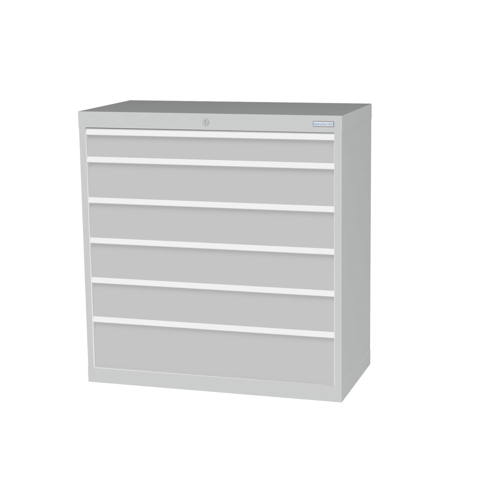 Illustration du produit: Armoire à tiroirs Profi, tiroirs de 1 x 100 + 4 x 150 + 1 x 200 mm, H x l x P 1 019 x 980 x 500 mm Bedrunka+Hirth, gris clair, gris clair