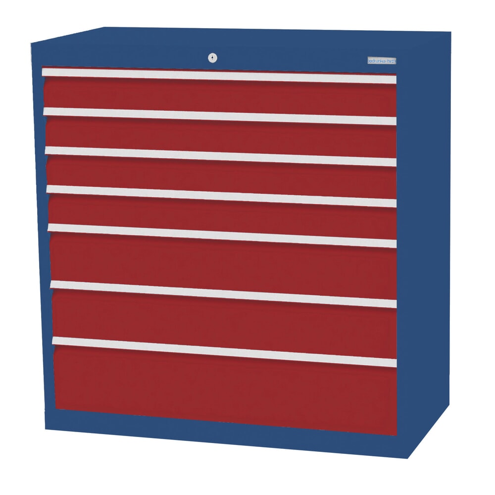 Illustration du produit: Armoire à tiroirs Profi, tiroirs de 4 x 100 + 2 x 150 + 1 x 200 mm, H x l x P 1 019 x 980 x 500 mm Bedrunka+Hirth, bleu gentiane, rouge rubis