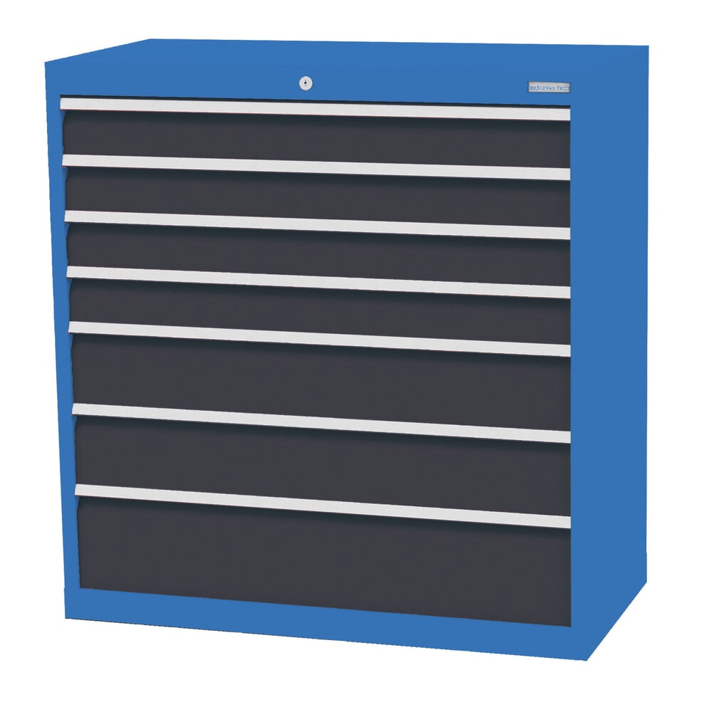 Illustration du produit: Armoire à tiroirs Profi, tiroirs de 4 x 100 + 2 x 150 + 1 x 200 mm, H x l x P 1 019 x 980 x 500 mm Bedrunka+Hirth, bleu clair, gris anthracite
