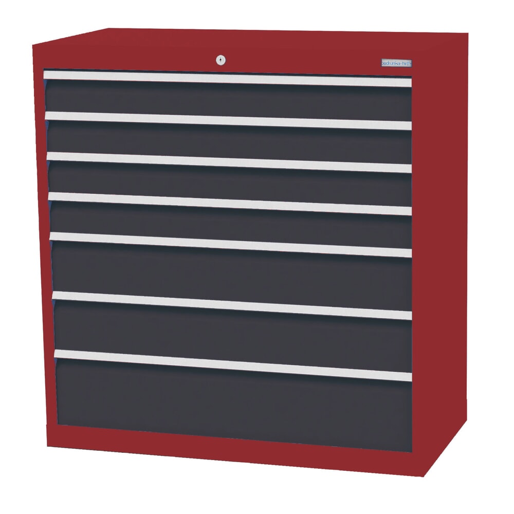 Illustration du produit: Armoire à tiroirs Profi, tiroirs de 4 x 100 + 2 x 150 + 1 x 200 mm, H x l x P 1 019 x 980 x 500 mm Bedrunka+Hirth, rouge rubis, gris anthracite