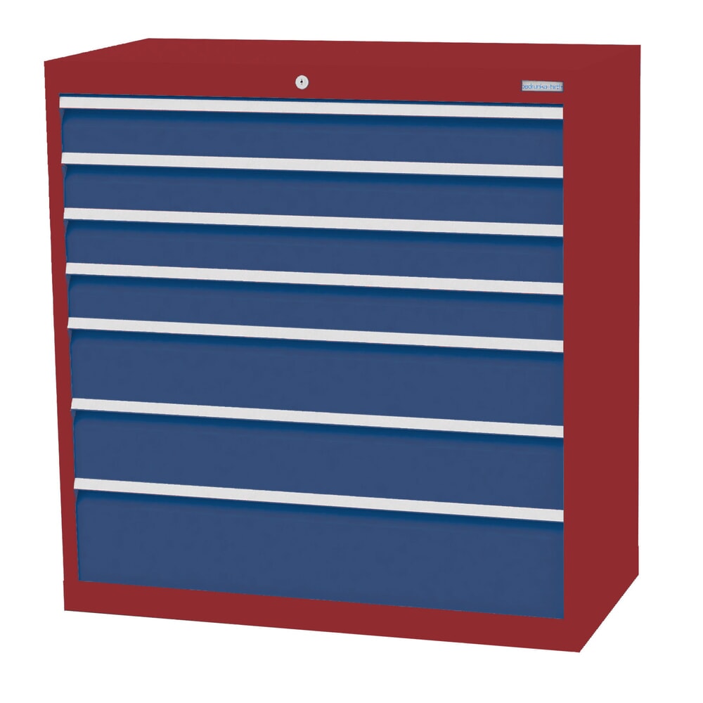 Illustration du produit: Armoire à tiroirs Profi, tiroirs de 4 x 100 + 2 x 150 + 1 x 200 mm, H x l x P 1 019 x 980 x 500 mm Bedrunka+Hirth, rouge rubis, bleu gentiane