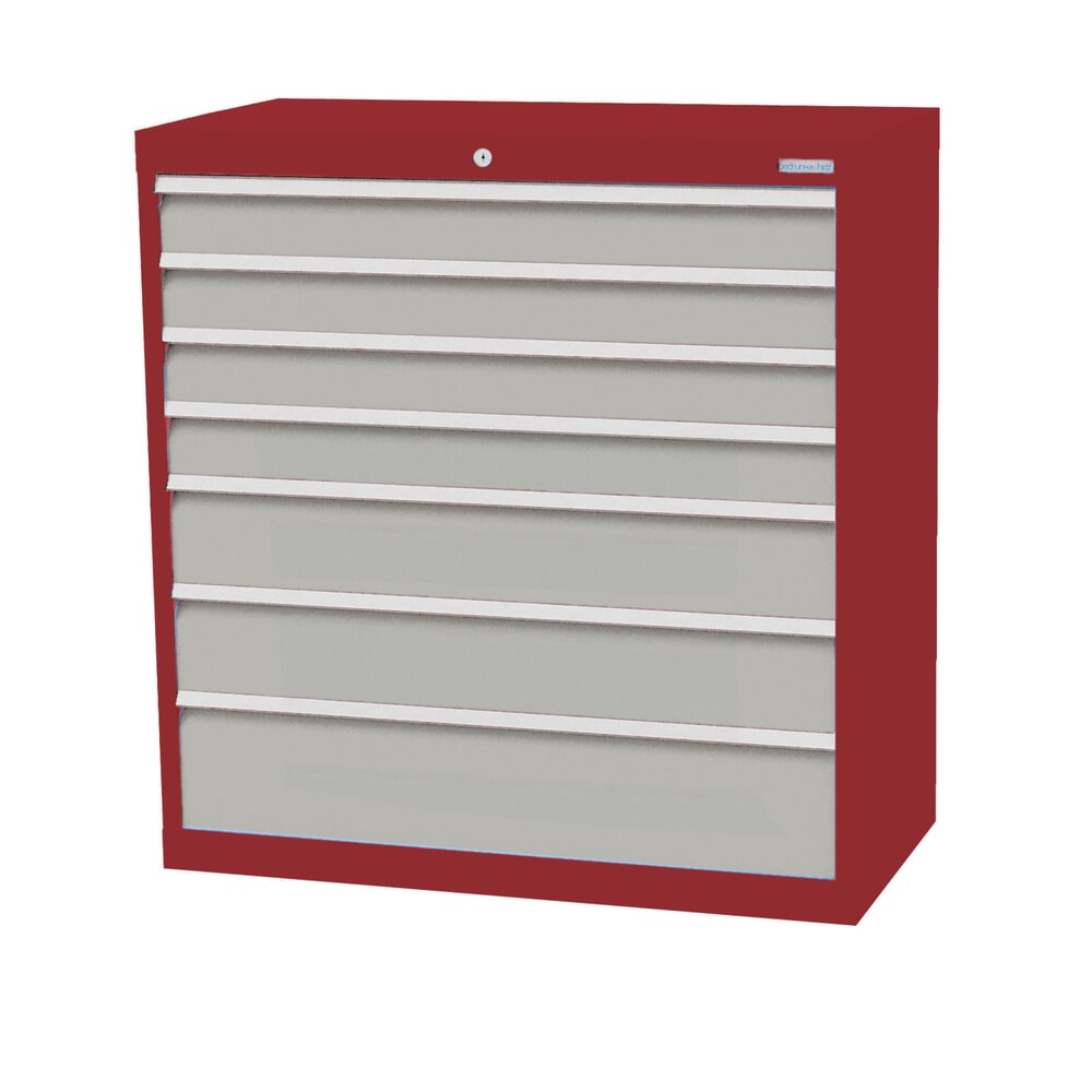 Illustration du produit: Armoire à tiroirs Profi, tiroirs de 4 x 100 + 2 x 150 + 1 x 200 mm, H x l x P 1 019 x 980 x 500 mm Bedrunka+Hirth, rouge rubis, gris clair