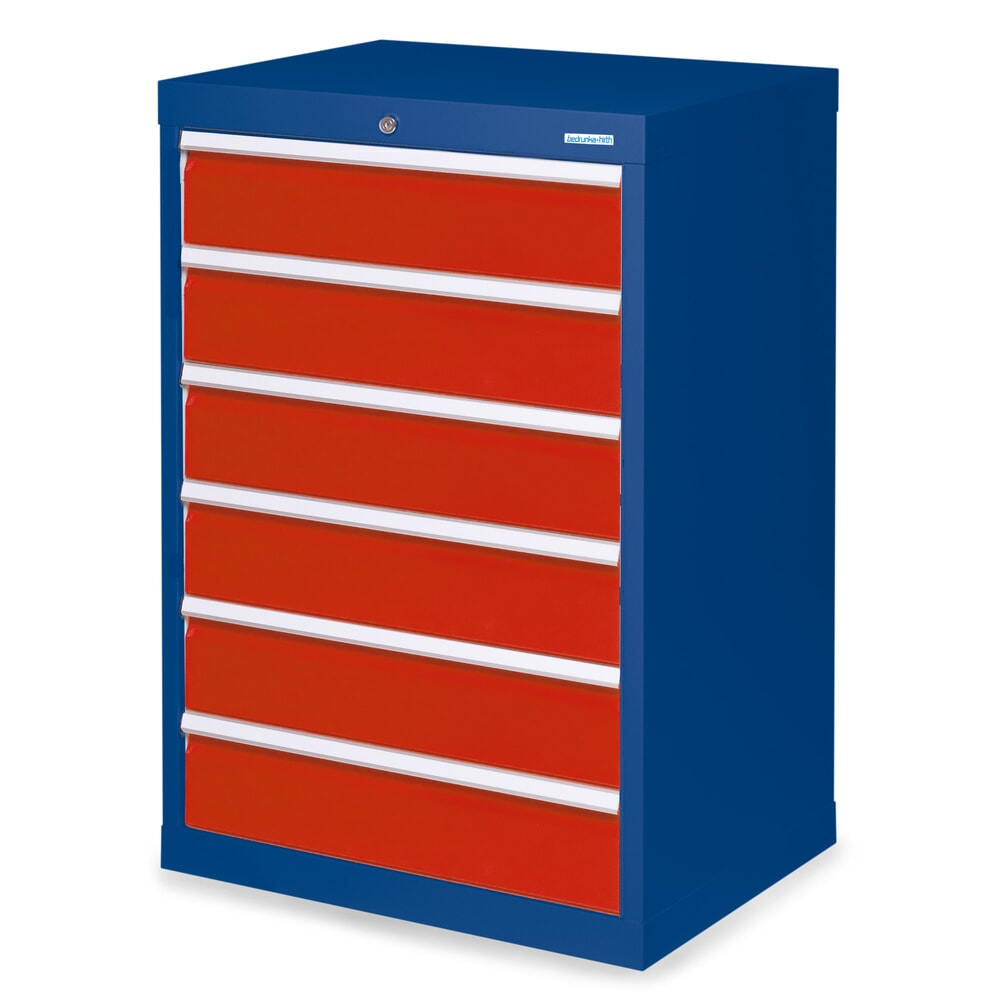 Illustration du produit: Armoire à tiroirs Profi, tiroirs de 6 x 150 mm, H x l x P 1 019 x 680 x 500 mm Bedrunka+Hirth, bleu gentiane, rouge signalisation