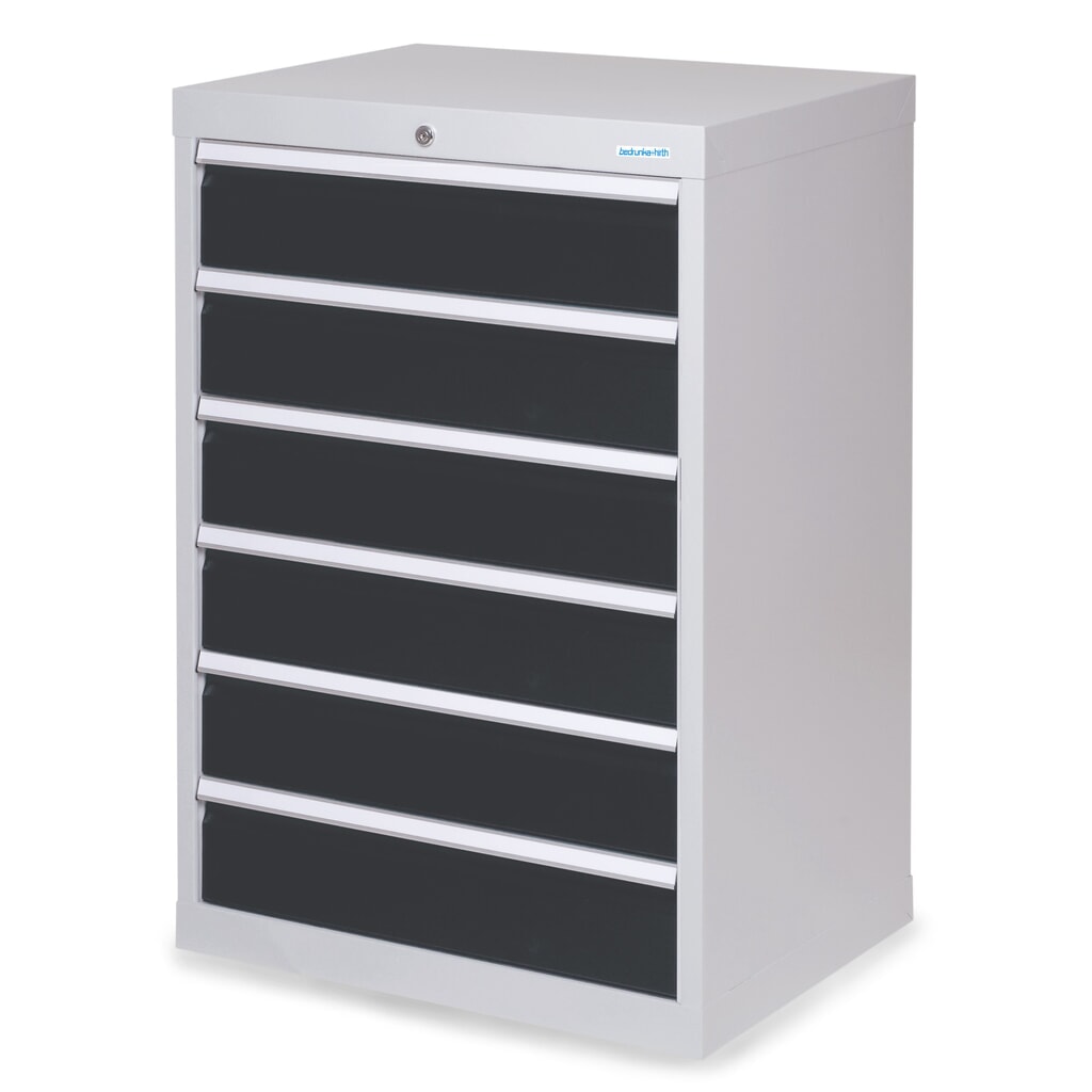 Armoire à tiroirs Profi, tiroirs de 6 x 150 mm, H x l x P 1 019 x 680 x 500 mm Bedrunka+Hirth, gris clair, gris anthracite Illustration du produit: Armoire à tiroirs Profi, tiroirs de 6 x 150 mm, H x l x P 1 019 x 680 x 500 mm Bedrunka+Hirth, gris clair, gris anthracite