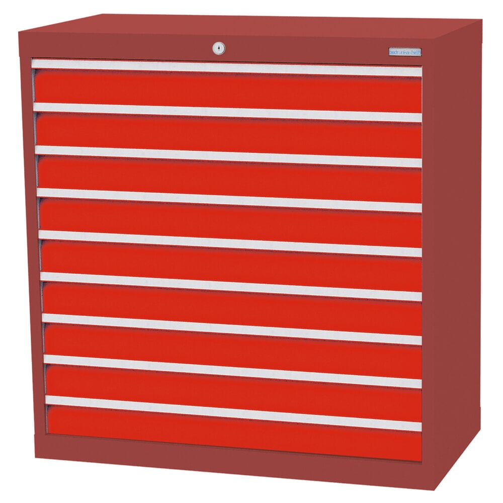 Illustration du produit: Armoire à tiroirs Profi, tiroirs de 9 x 100 mm, H x l x P 1 019 x 980 x 500 mm Bedrunka+Hirth, rouge rubis, rouge signalisation