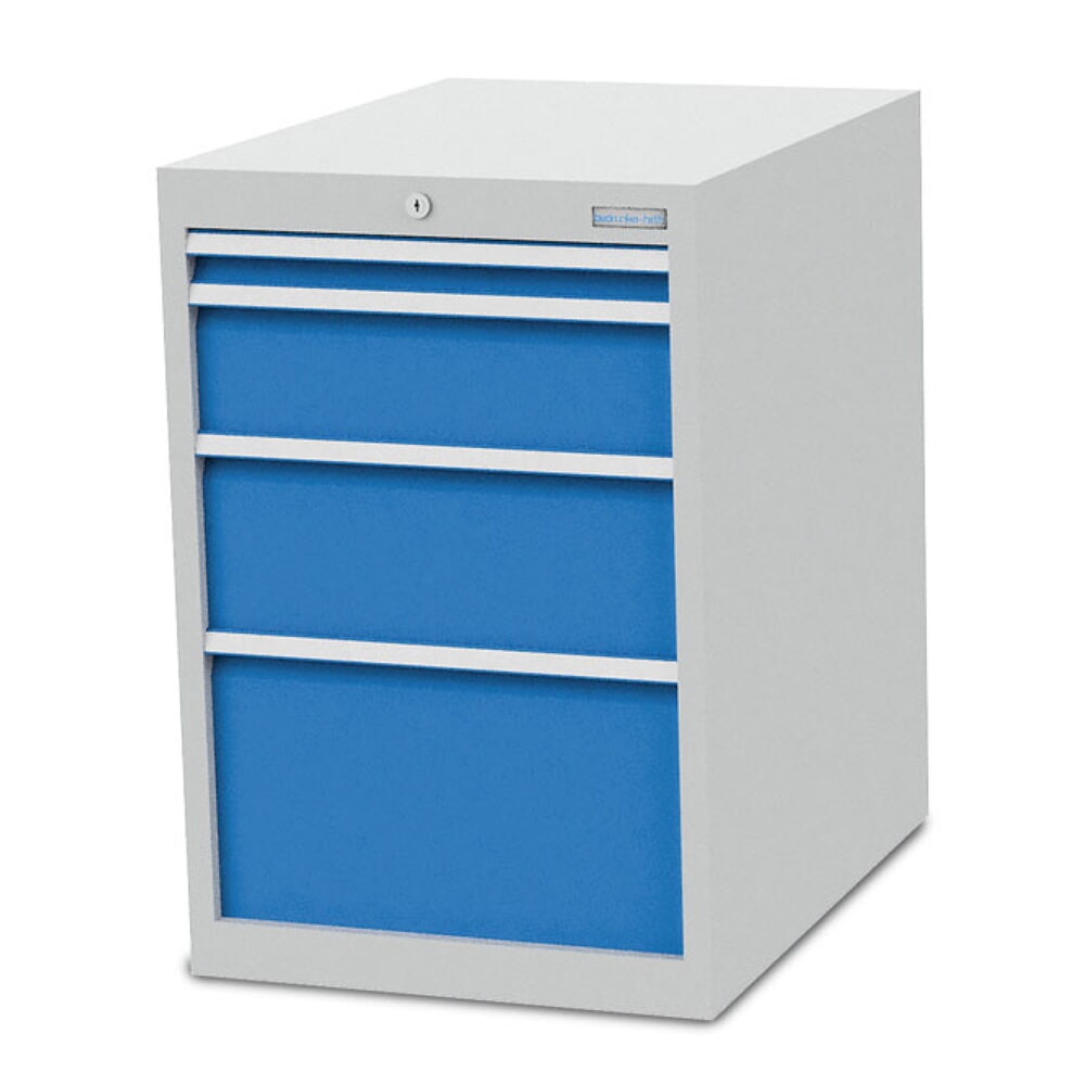 Illustration du produit: Armoire à tiroirs R 18-24 Bedrunka+Hirth, H x l x P 819 x 555 x 736 mm, gris clair, bleu clair, 4 tiroirs 1 x 50 + 1 x 150 + 1 x 200 + 1 x 300 mm