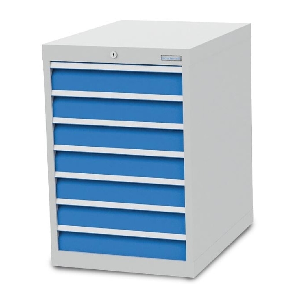 Illustration du produit: Armoire à tiroirs R 18-24 Bedrunka+Hirth, H x l x P 819 x 555 x 736 mm, gris clair, bleu clair, 7 tiroirs 7 x 100 mm