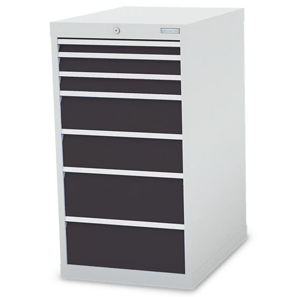 Illustration du produit: Armoire à tiroirs R 18-24 Bedrunka+Hirth, H x l x P 1 019 x 555 x 736 mm, gris clair, gris anthracite, 7 tiroirs 1 x 50 + 2 x 75 + 2 x 150 + 2 x 200 mm