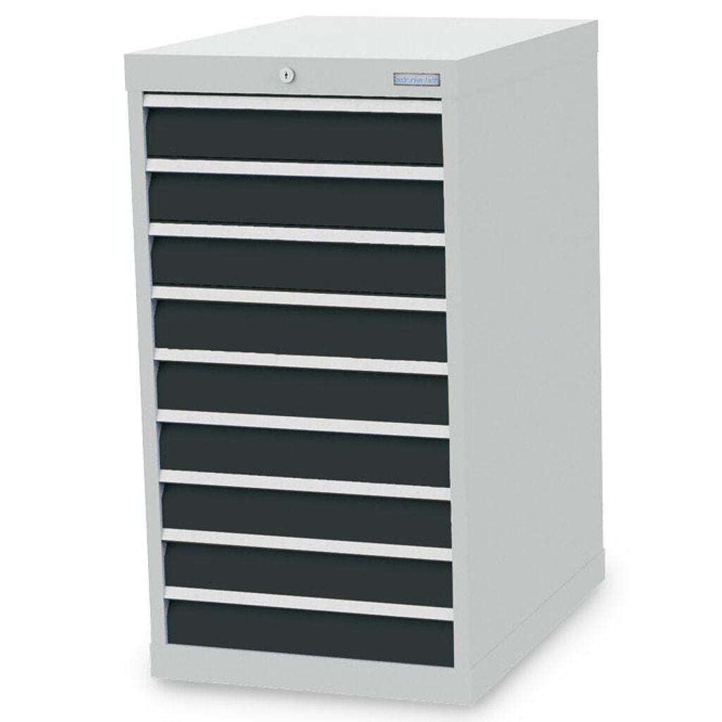 N° de l'image du produit 1 : Armoire à tiroirs R 18-24 Bedrunka+Hirth, H x l x P 1 019 x 555 x 736 mm, gris clair, gris anthracite, 9 tiroirs 9 x 100 mm