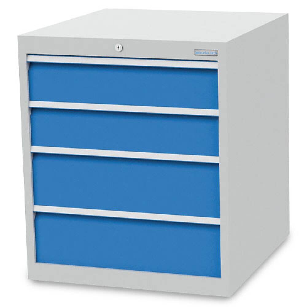 Illustration du produit: Armoire à tiroirs R 24-24 Bedrunka+Hirth, H x l x P 819 x 705 x 736 mm, gris clair, bleu clair, 4 tiroirs 2 x 150 + 2 x 200 mm