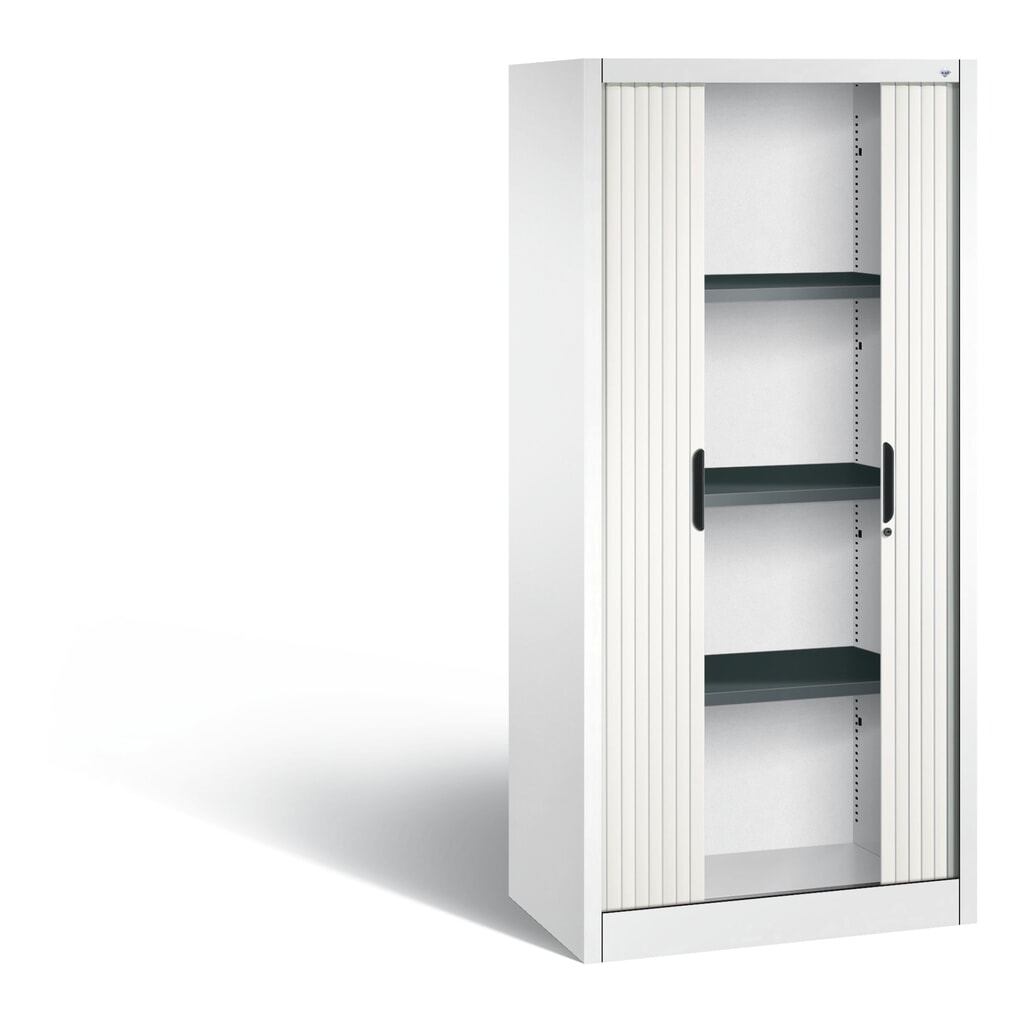 Armoire à volet roulant C+P, 4 hauteurs de classeur, largeur 800 mm, blanc pur N° de l'image du produit 4 : Armoire à volet roulant C+P, 4 hauteurs de classeur, largeur 800 mm, blanc pur