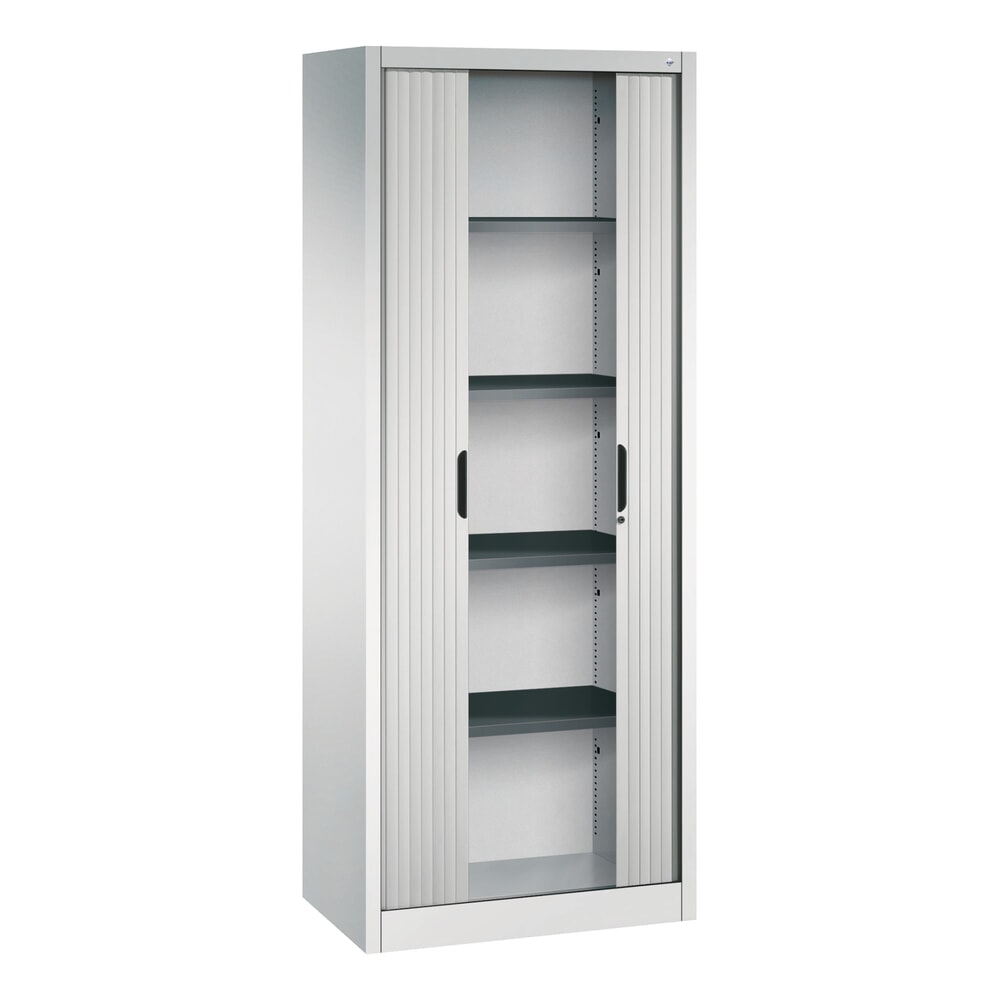 N° de l'image du produit 3 : Armoire à volet roulant C+P, 5 hauteurs de classeur, largeur 800 mm, gris clair