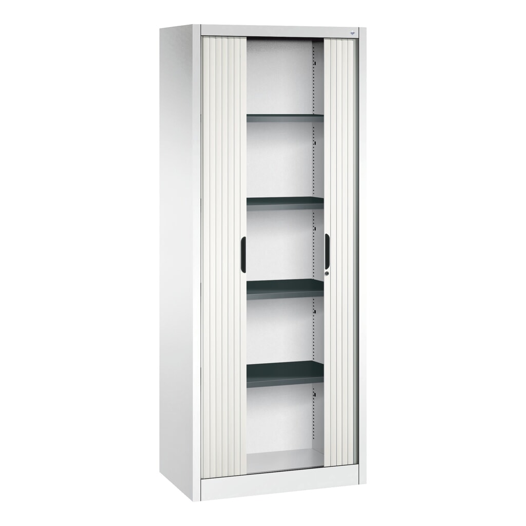 N° de l'image du produit 3 : Armoire à volet roulant C+P, 5 hauteurs de classeur, largeur 800 mm, blanc pur