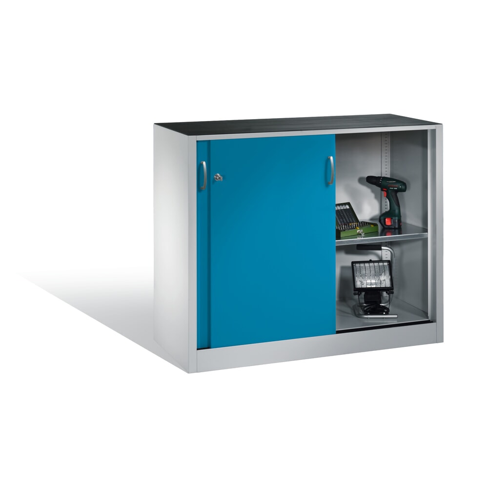 N° de l'image du produit 5 : Armoire d’appoint d’atelier C+P avec 1 tablette, H x l x P 1 000 x 1 200 x 400 mm, gris clair, bleu clair