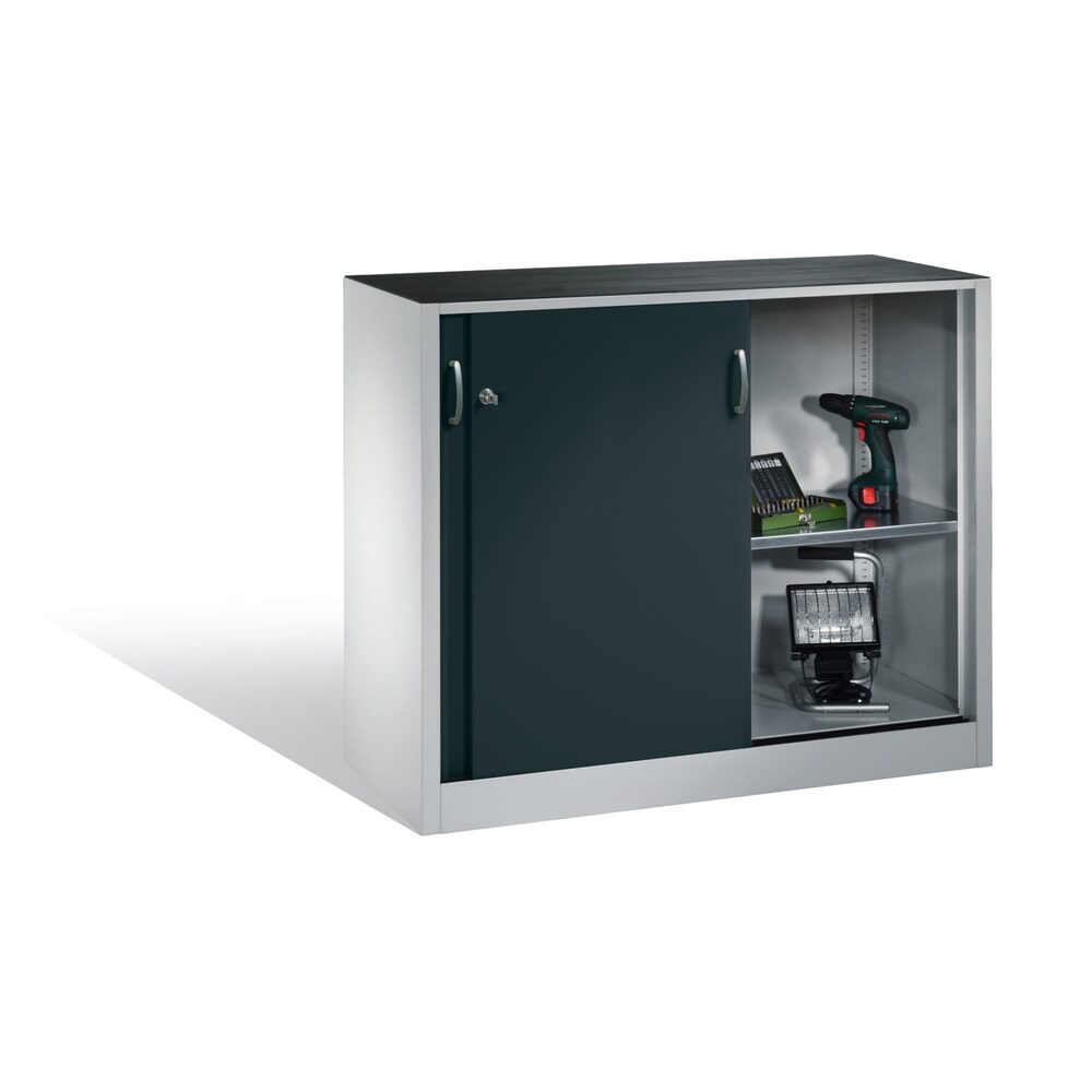 N° de l'image du produit 5 : Armoire d’appoint d’atelier C+P avec 1 tablette, H x l x P 1 000 x 1 200 x 400 mm, gris clair, gris anthracite