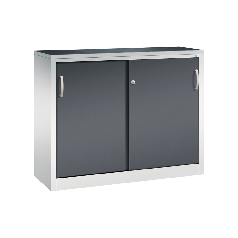 Illustration du produit: Armoire d’appoint d’atelier C+P avec 1 tablette, H x l x P 1 000 x 1 200 x 400 mm, gris clair, gris noir