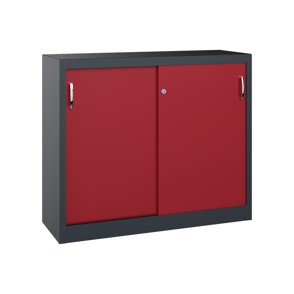 Illustration du produit: Armoire d’appoint d’atelier C+P avec 1 tablette, H x l x P 1 000 x 1 200 x 400 mm, gris anthracite, rouge rubis