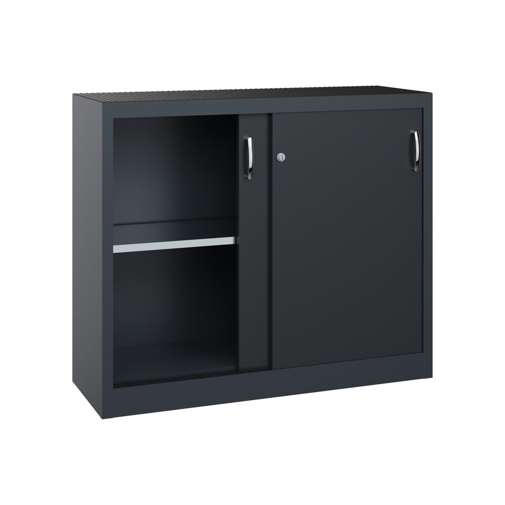 N° de l'image du produit 4 : Armoire d’appoint d’atelier C+P avec 1 tablette, H x l x P 1 000 x 1 200 x 400 mm, gris anthracite, gris noir