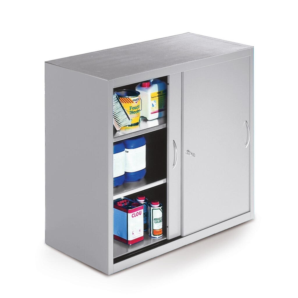 Armoire d’appoint d’atelier C+P avec 1 tablette, H x l x P 1 000 x 1 200 x 400 mm, gris clair, bleu gentiane N° de l'image du produit 2 : Armoire d’appoint d’atelier C+P avec 1 tablette, H x l x P 1 000 x 1 200 x 400 mm, gris clair, bleu gentiane