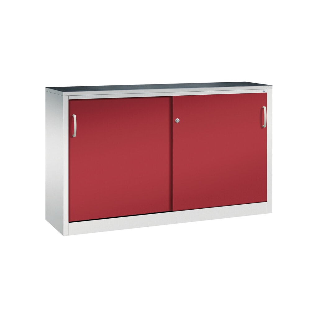 Armoire d’appoint d’atelier C+P avec 2 tablettes, H x l x P 1 000 x 1 600 x 400 mm, cloison de séparation, gris clair, rouge rubis Illustration du produit: Armoire d’appoint d’atelier C+P avec 2 tablettes, H x l x P 1 000 x 1 600 x 400 mm, cloison de séparation, gris clair, rouge rubis