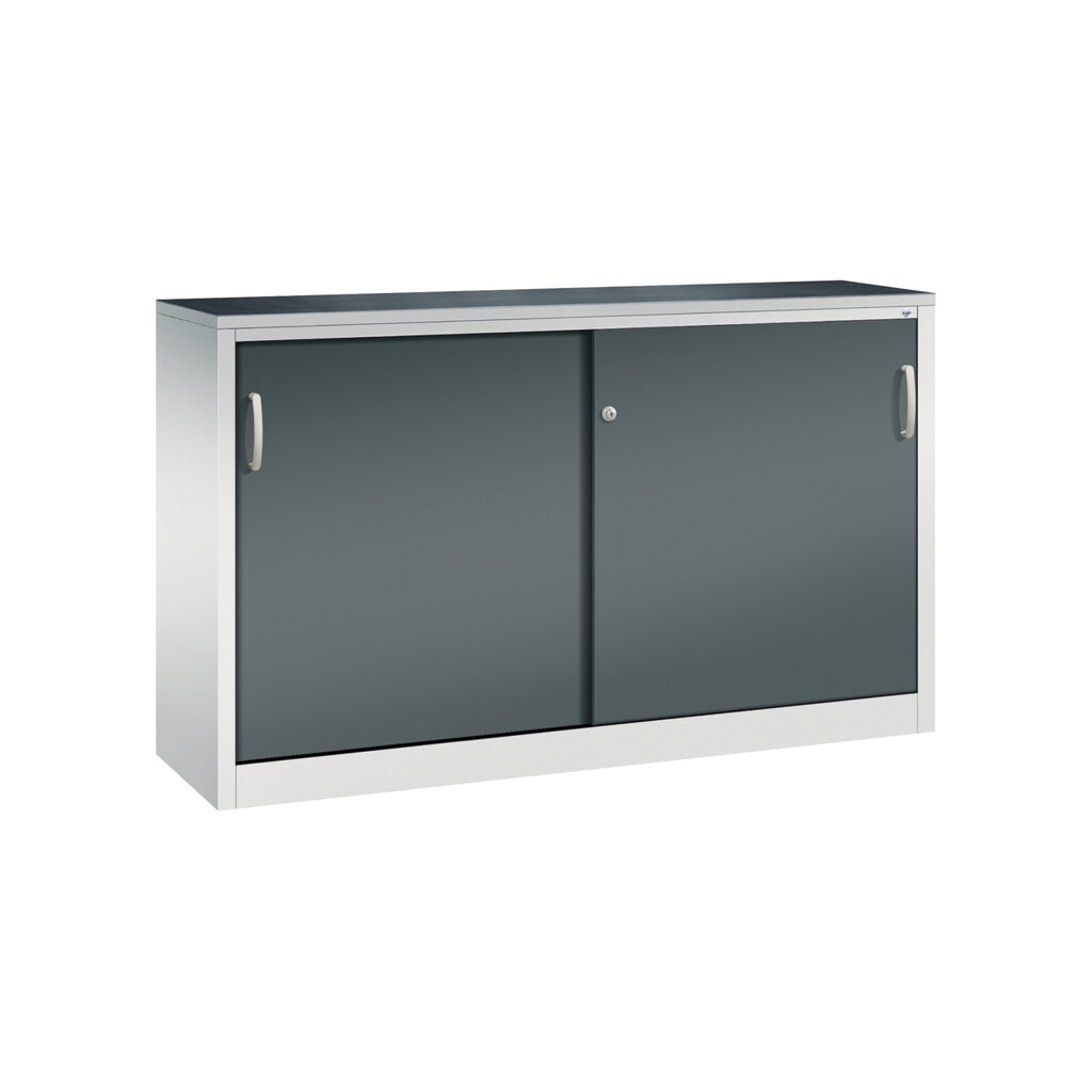 Armoire d’appoint d’atelier C+P avec 2 tablettes, H x l x P 1 000 x 1 600 x 400 mm, cloison de séparation, gris clair, gris anthracite Illustration du produit: Armoire d’appoint d’atelier C+P avec 2 tablettes, H x l x P 1 000 x 1 600 x 400 mm, cloison de séparation, gris clair, gris anthracite