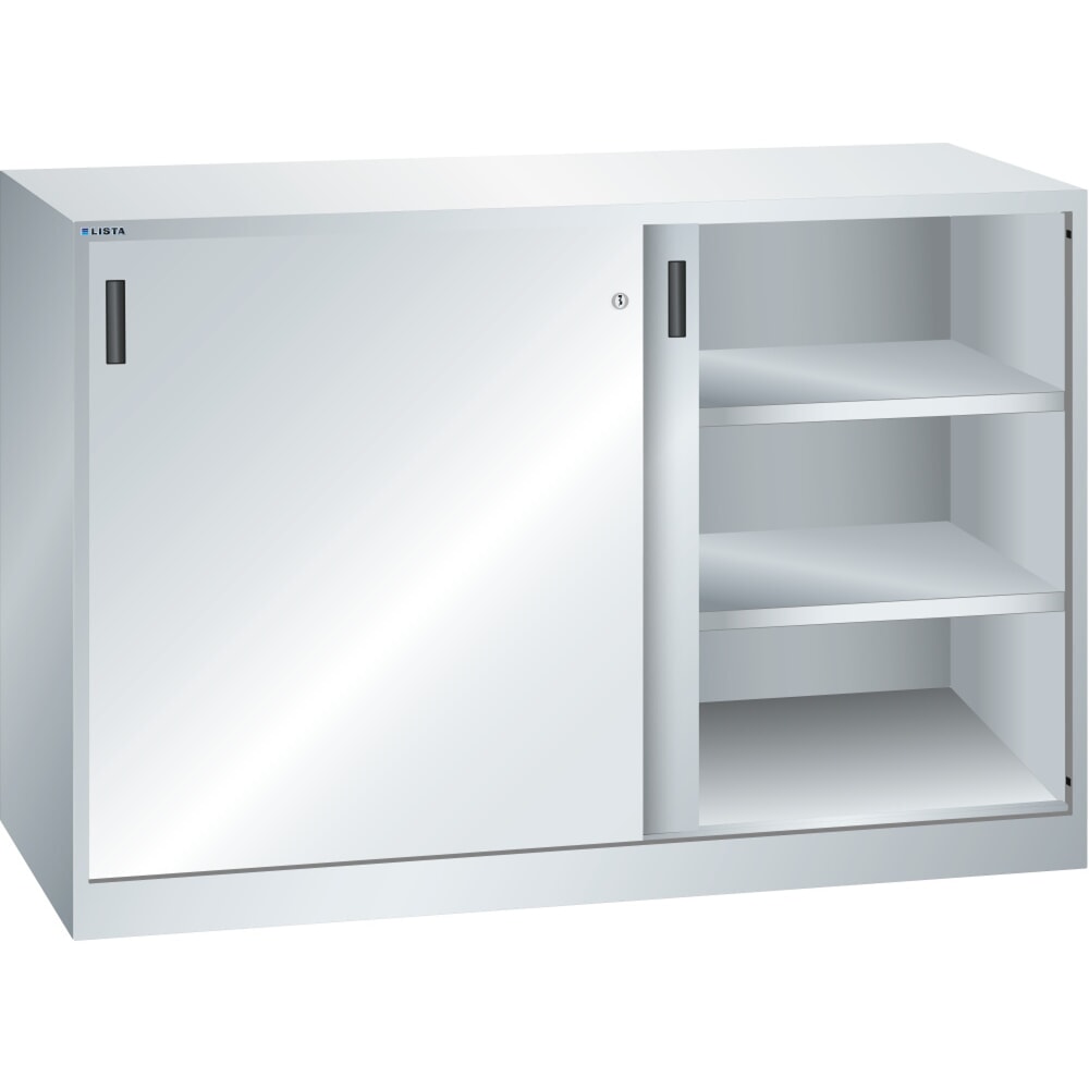 Illustration du produit: Armoire d'appoint LISTA à portes coulissantes, (lxH) 1 500x1 000 mm, 4 étagères réglables, profondeur 500 mm, gris clair