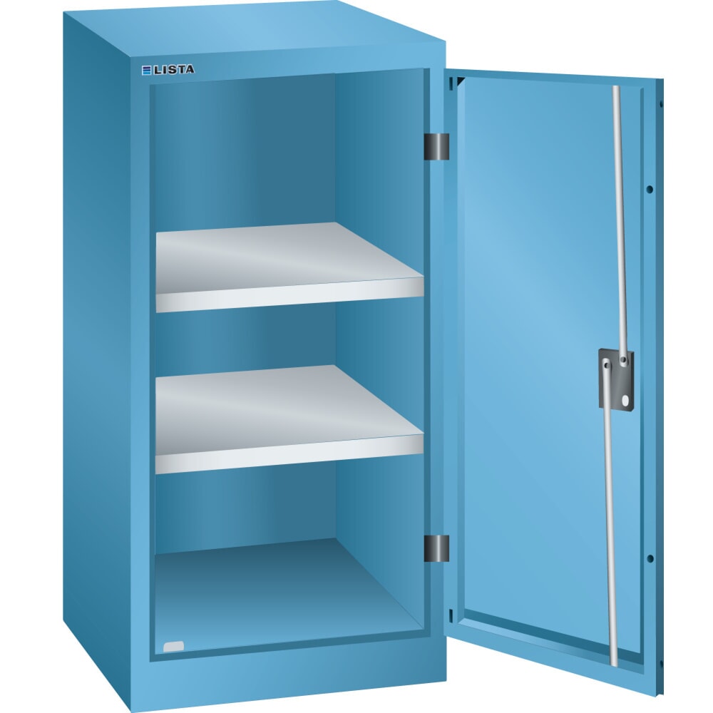 Illustration du produit: Armoire d'appoint LISTA, (lxPxH) 500x400x1 000 mm, 2 étagères réglables, bleu clair, KEY Lock