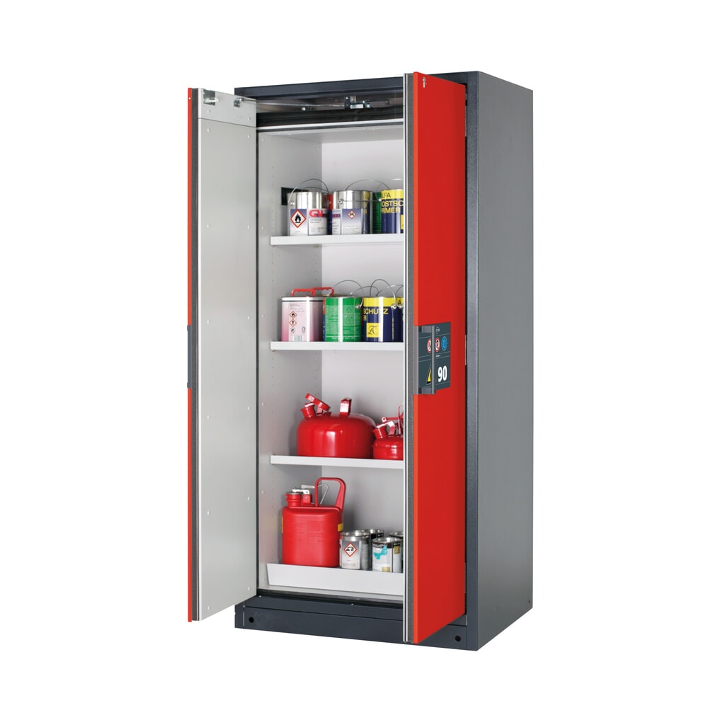 Illustration du produit: Armoire coupe-feu asecos® Q-PEGASUS / type 90, 3 tablettes, haut. x larg. x prof. 1 953 x 893 x 615 mm, rouge signalisation