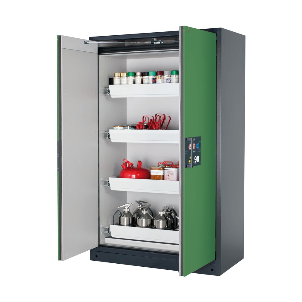 Illustration du produit: Armoire coupe-feu asecos® Q-PEGASUS / type 90, 4 cuves extractibles, haut. x larg. x prof. 1 953 x 1 193 x 615 mm, vert réséda